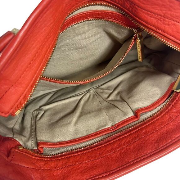 Tory Burch Red Amanda Leather Shoulder or Hand Bag w Gold Metal detail - Picture 5 of 11